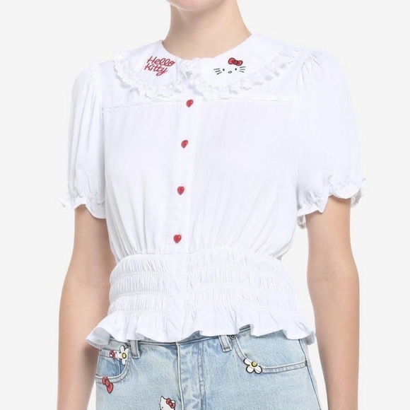 Hello Kitty Lace Woven Button-Up Top - Picture 2 of 16